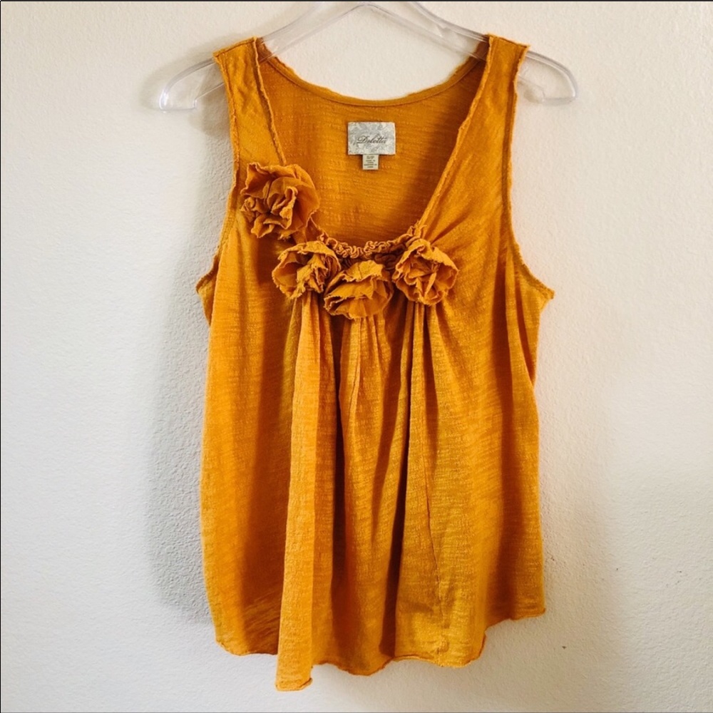 ANTHROPOLOGIE Deletta Rosette Sleeveless Top